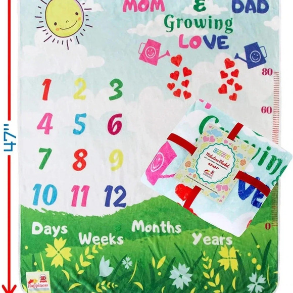 NEW! Personalized Baby Monthly Milestone Blanket - Picture 2 of 5